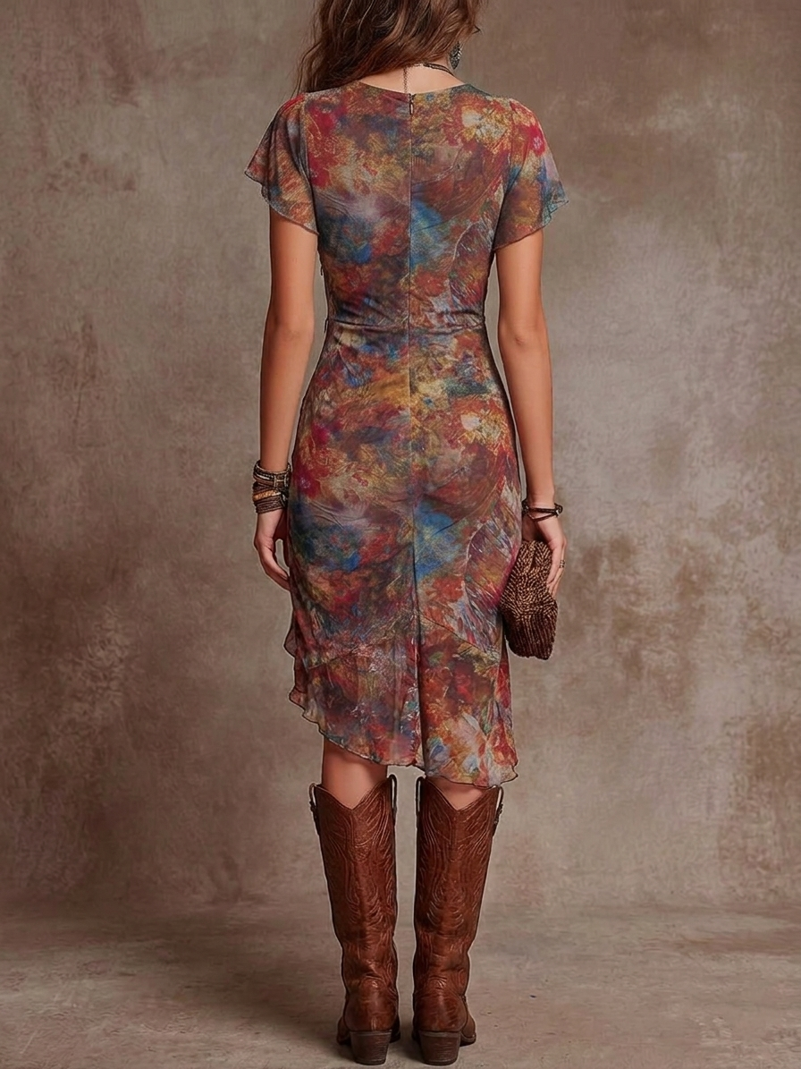 SERAPHINE | ABSTRACT ART PRINT MIDI DRESS
