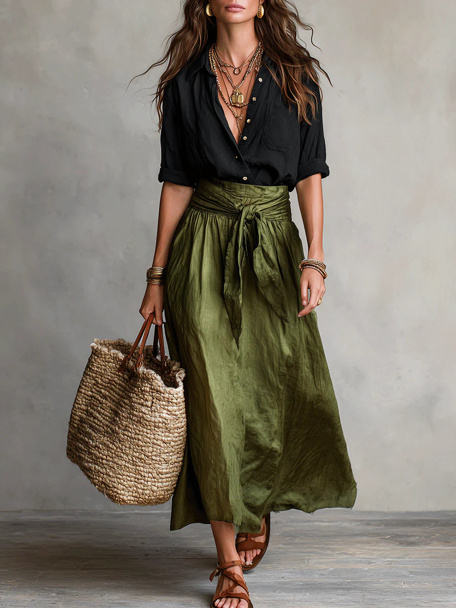 RIVER | ELEGANT TWO-PIECE MIDI SKIRT SET
