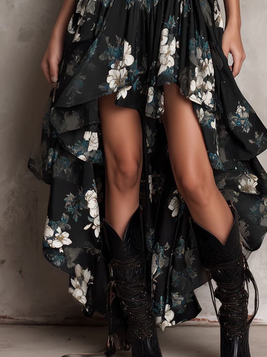 LIVIA | BOHEMIAN FLORAL STRAPLESS MAXI DRESS