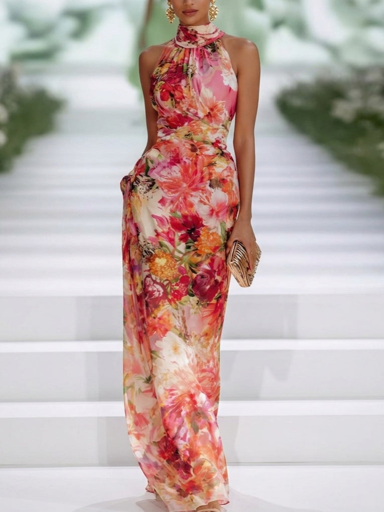 RUBINA | FLORAL HALTER MAXI DRESS