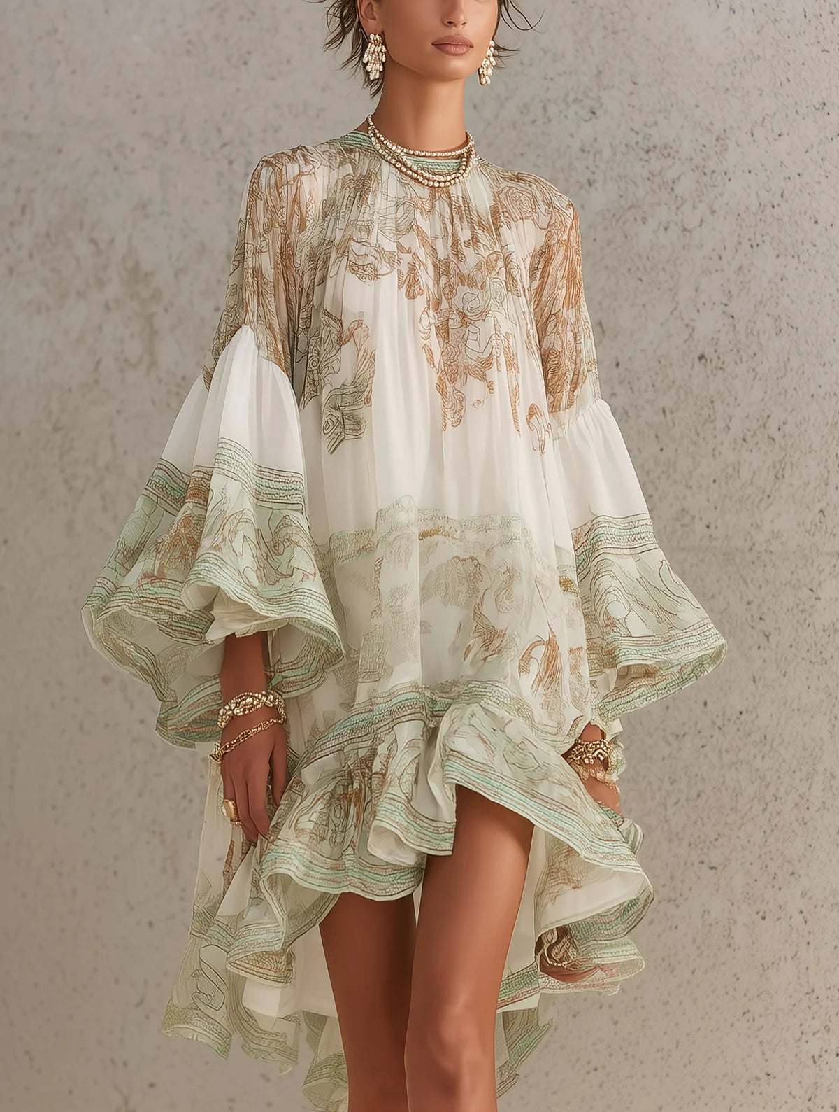 CELINA | RUFFLE HEM CHIFFON MINI DRESS