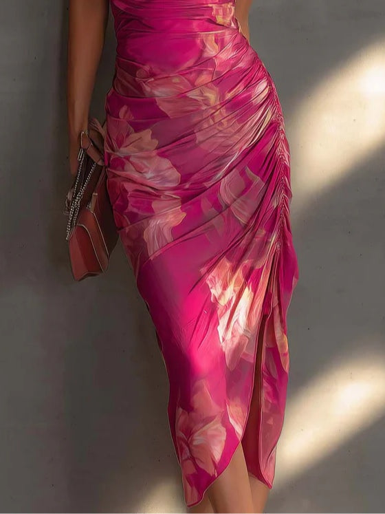 FIORELLA | FLORAL RUCHED BODYCON DRESS