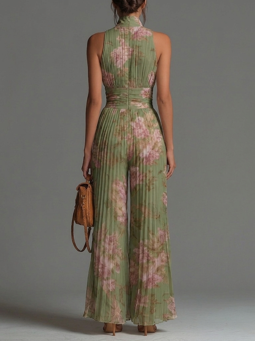 ADRIENNE | ZIP-UP WIDE-LEG CHIFFON JUMPSUIT