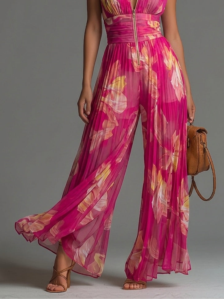VIVIENNE | FLORAL WIDE-LEG CHIFFON JUMPSUIT