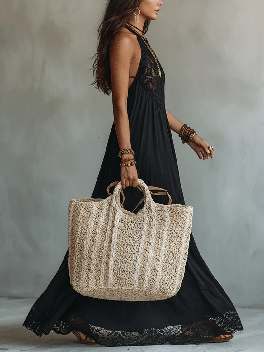 AMALIA | LACE-TRIMMED BOHEMIAN MAXI DRESS
