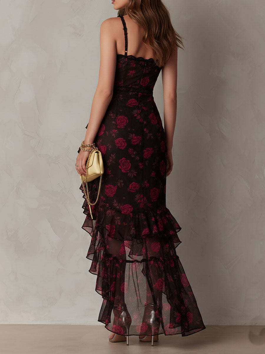 ROMINA | FLORAL RUFFLE HEM DRESS