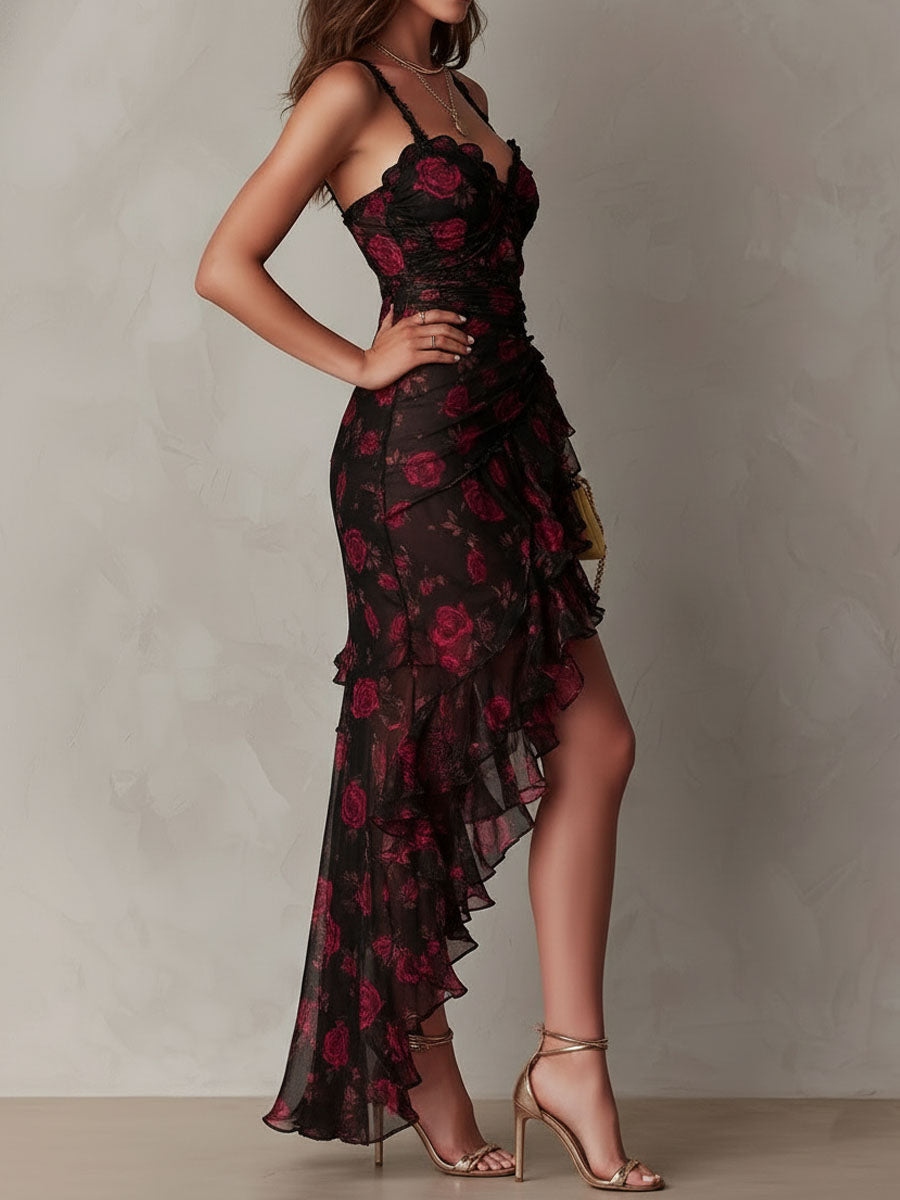 ROMINA | FLORAL RUFFLE HEM DRESS