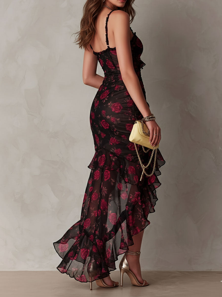 ROMINA | FLORAL RUFFLE HEM DRESS