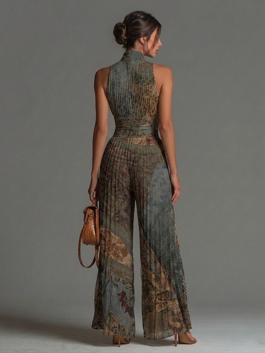 NATALIA | ETHNIC PRINT WIDE-LEG CHIFFON JUMPSUIT
