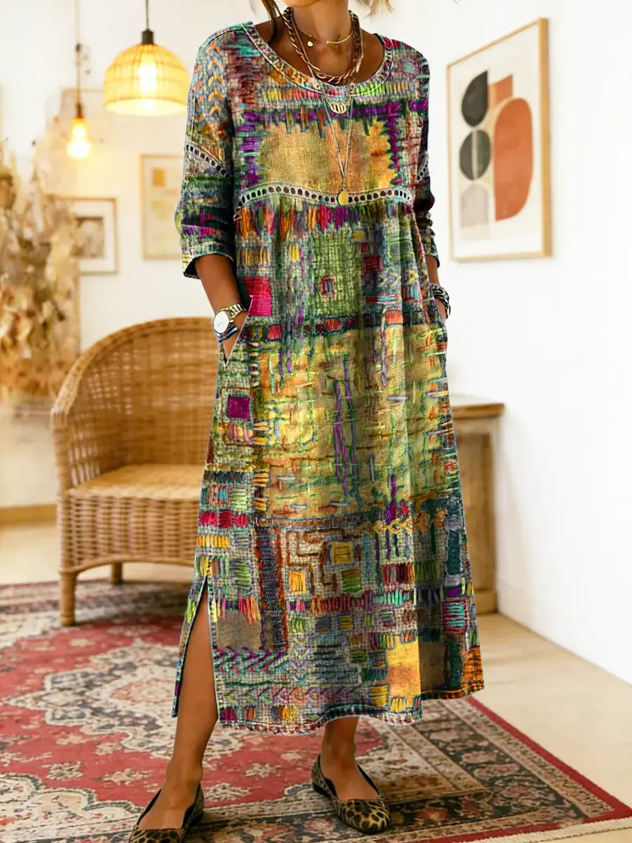 ZARA | RELAXED FIT ETHNIC PATCHWORK DRESS