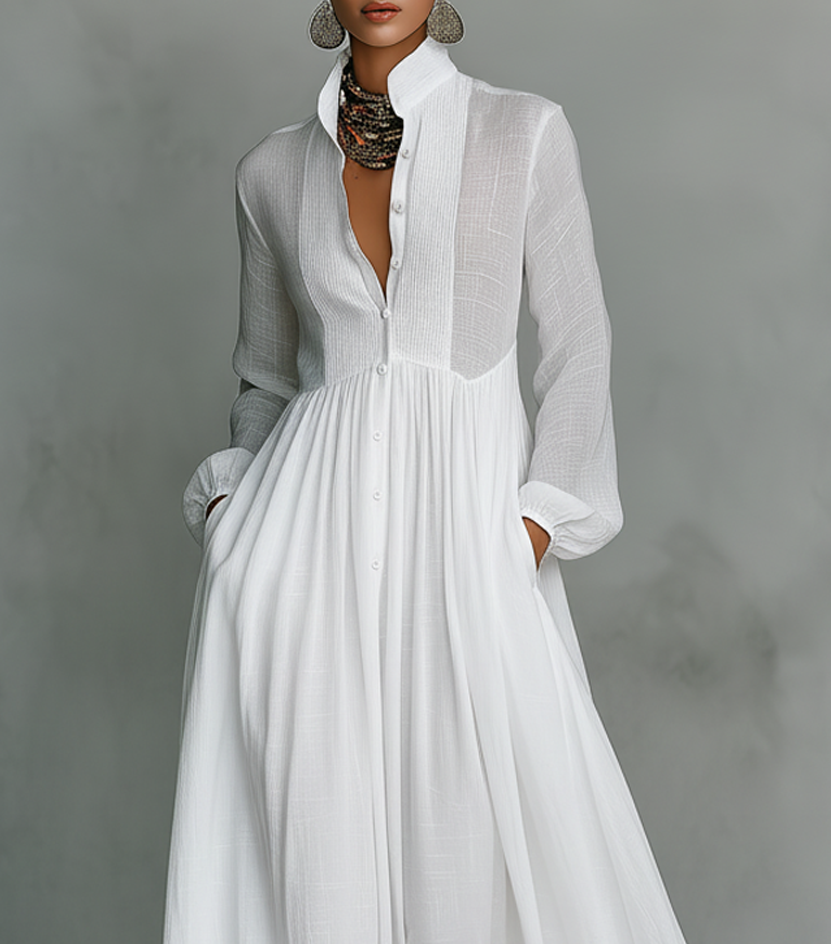 SELENA | FLOWING BUTTON-FRONT MAXI DRESS