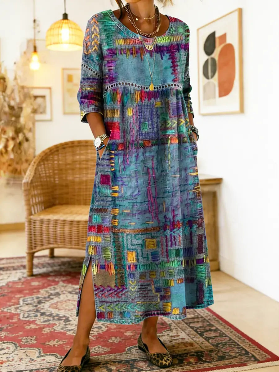 ZARA | RELAXED FIT ETHNIC PATCHWORK DRESS