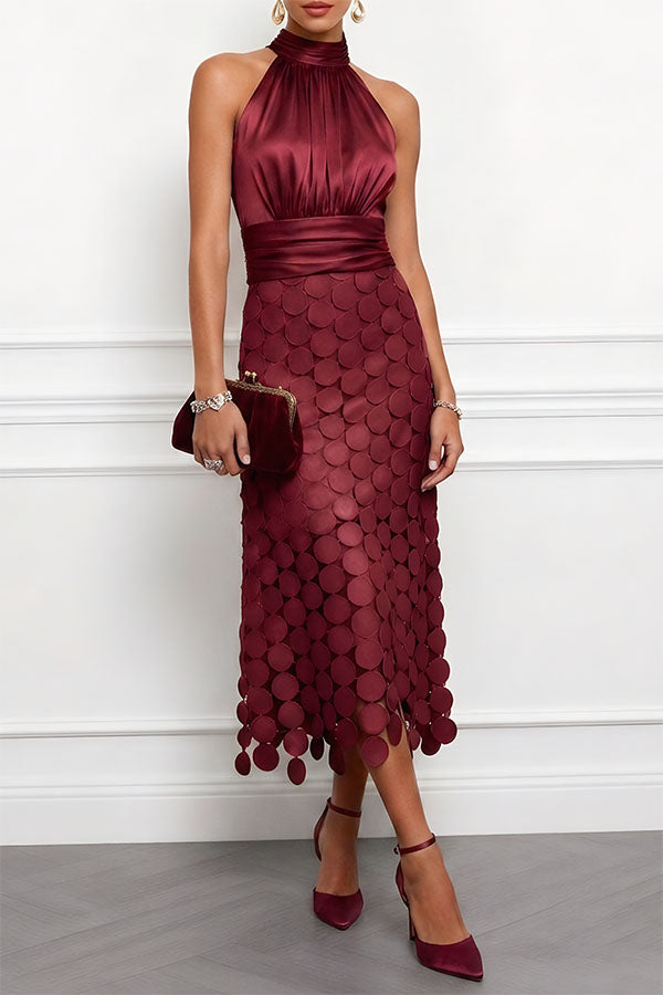 CELIA | ELEGANT HALTER MIDI DRESS