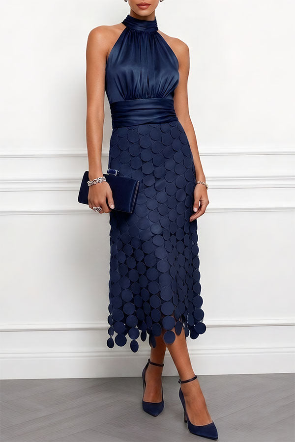 CELIA | ELEGANT HALTER MIDI DRESS