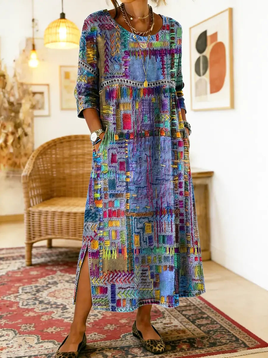 ZARA | RELAXED FIT ETHNIC PATCHWORK DRESS