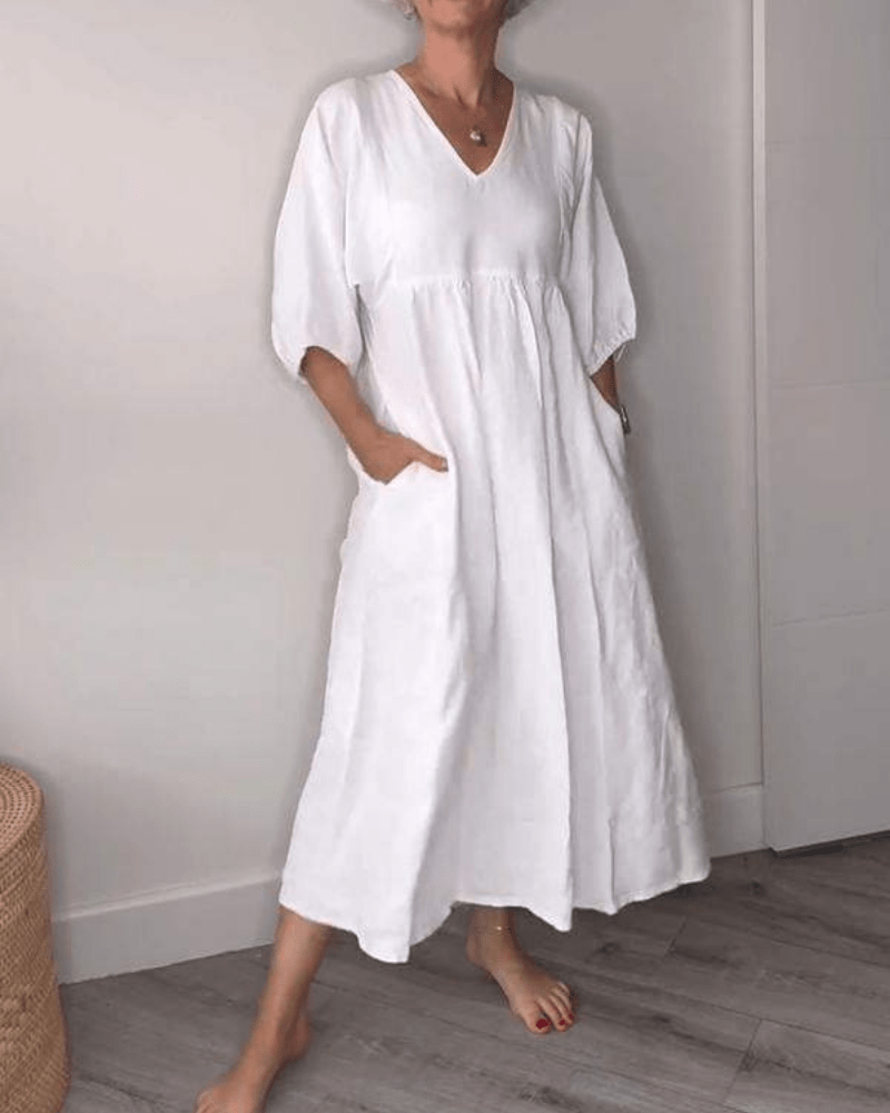 DEMI | ELEGANT TUMMY COVERING V-NECK MAXI DRESS