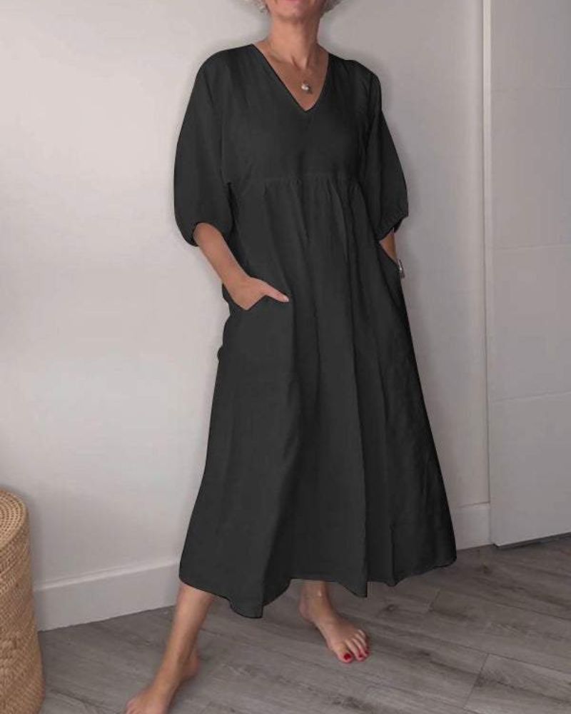 DEMI | ELEGANT TUMMY COVERING V-NECK MAXI DRESS