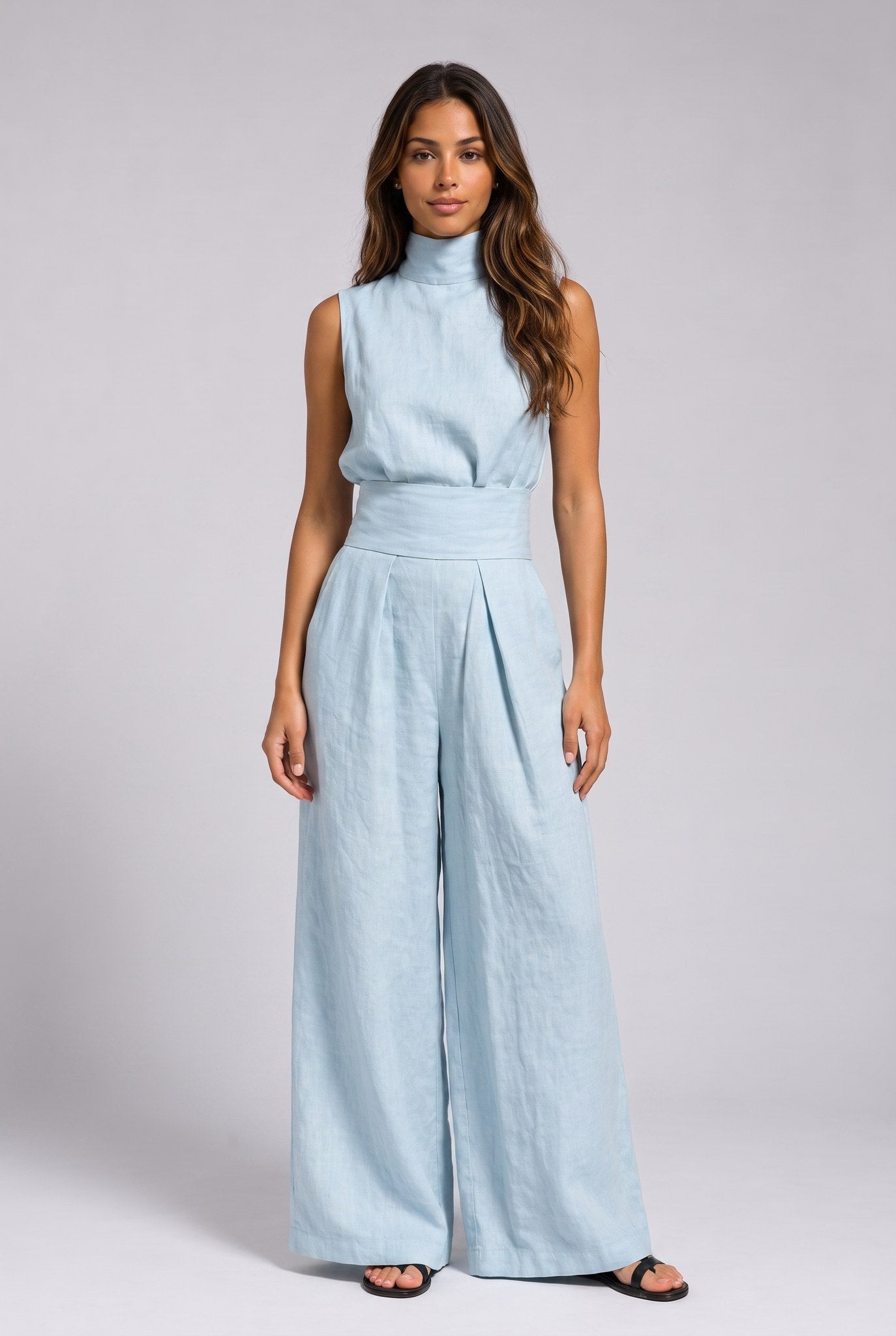 LUNARIA | ELEGANT HIGH-NECK WIDE-LEG JUMPSUIT