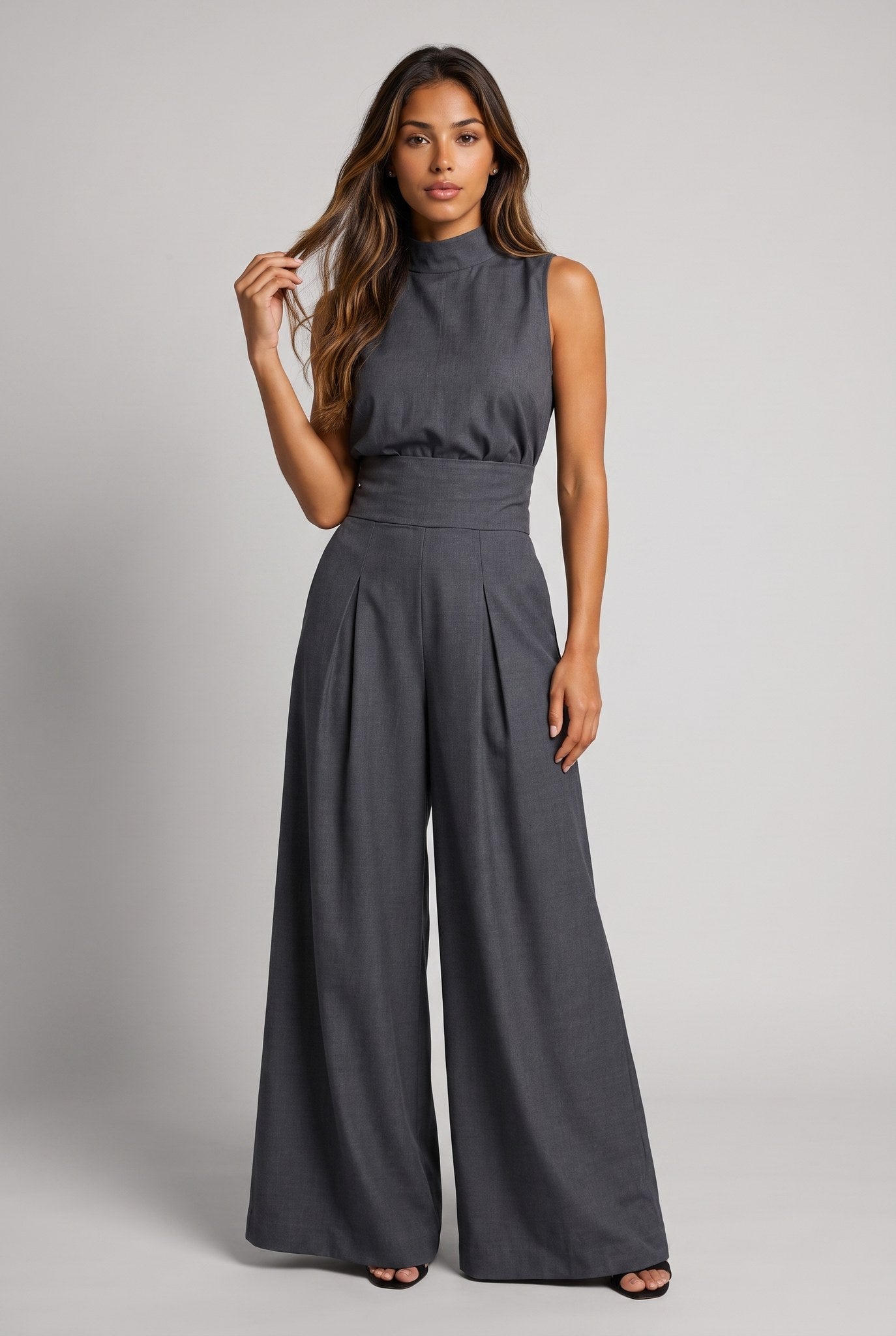 LUNARIA | ELEGANT HIGH-NECK WIDE-LEG JUMPSUIT