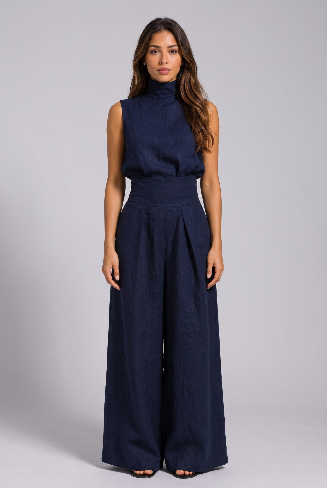 LUNARIA | ELEGANT HIGH-NECK WIDE-LEG JUMPSUIT