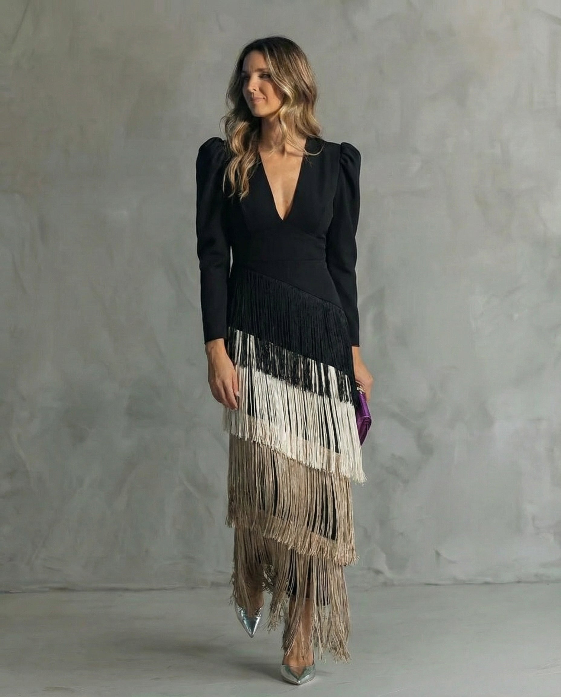 SUMMER | ELEGANT TUMMY COVERING FRINGE MIDI DRESS