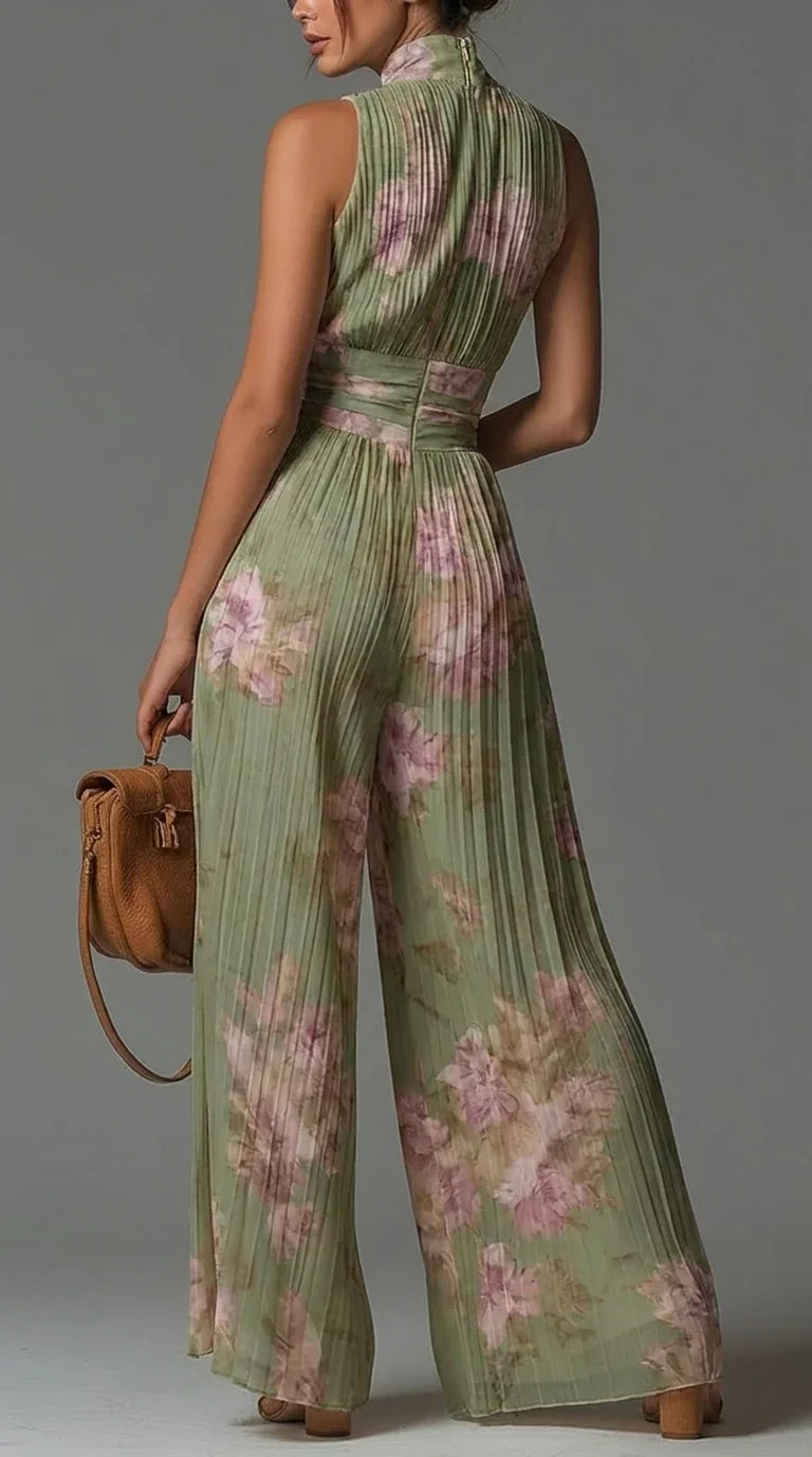 MELISSA | ELEGANT PLEATED HALTER JUMPSUIT