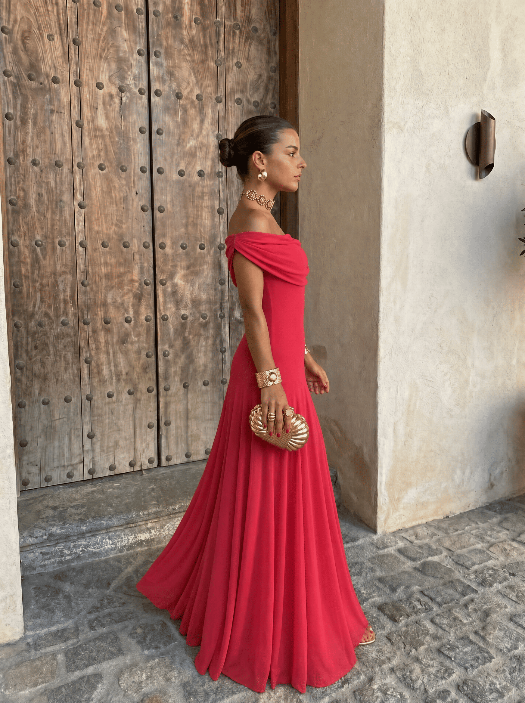 AUREA | OFF-SHOULDER FLOWING MAXI DRESS
