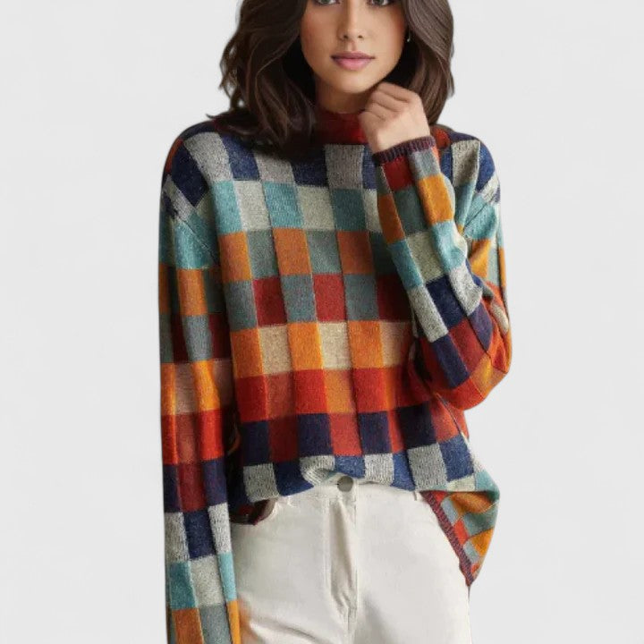 ALEXIA | CHECKERED PATTERN SWEATER