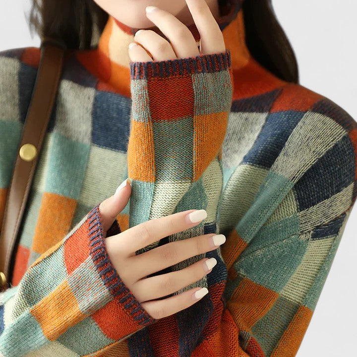 ALEXIA | CHECKERED PATTERN SWEATER