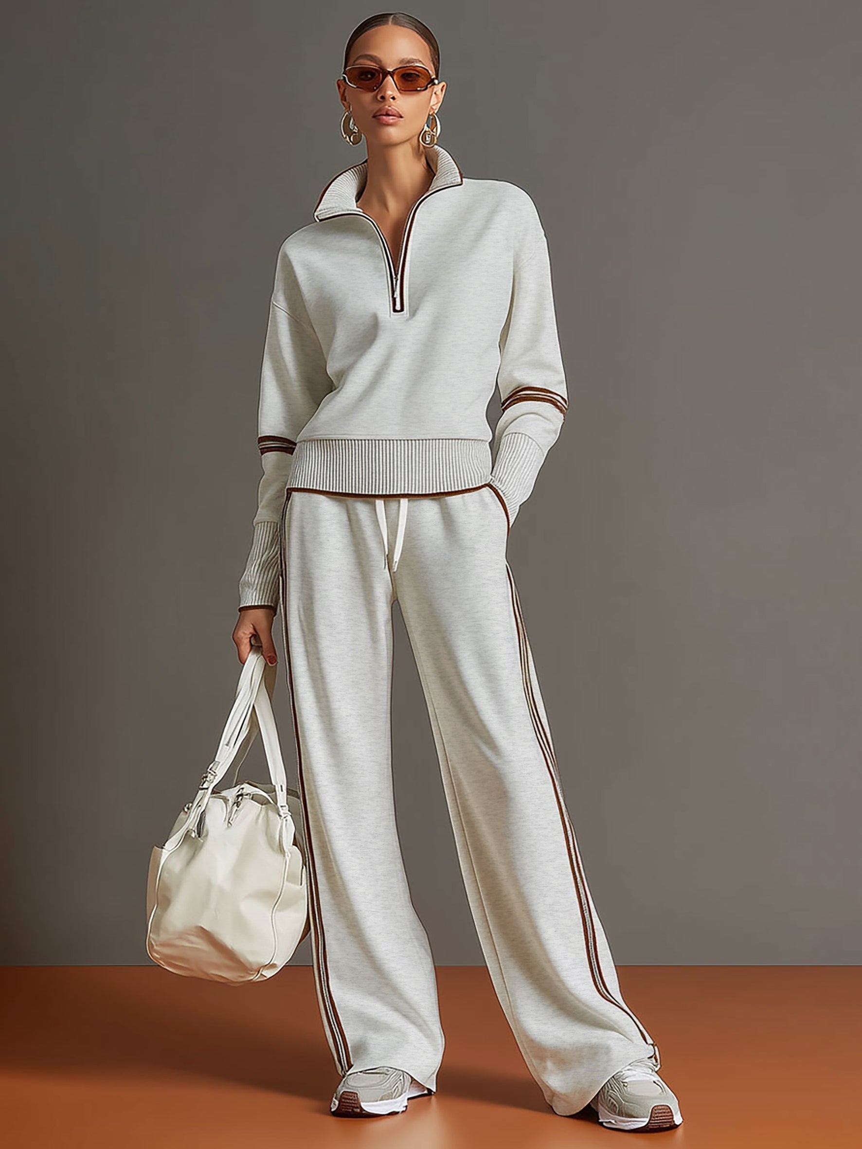 MARIETTA | ZIP-NECK WIDE-LEG TWO-PIECE SET