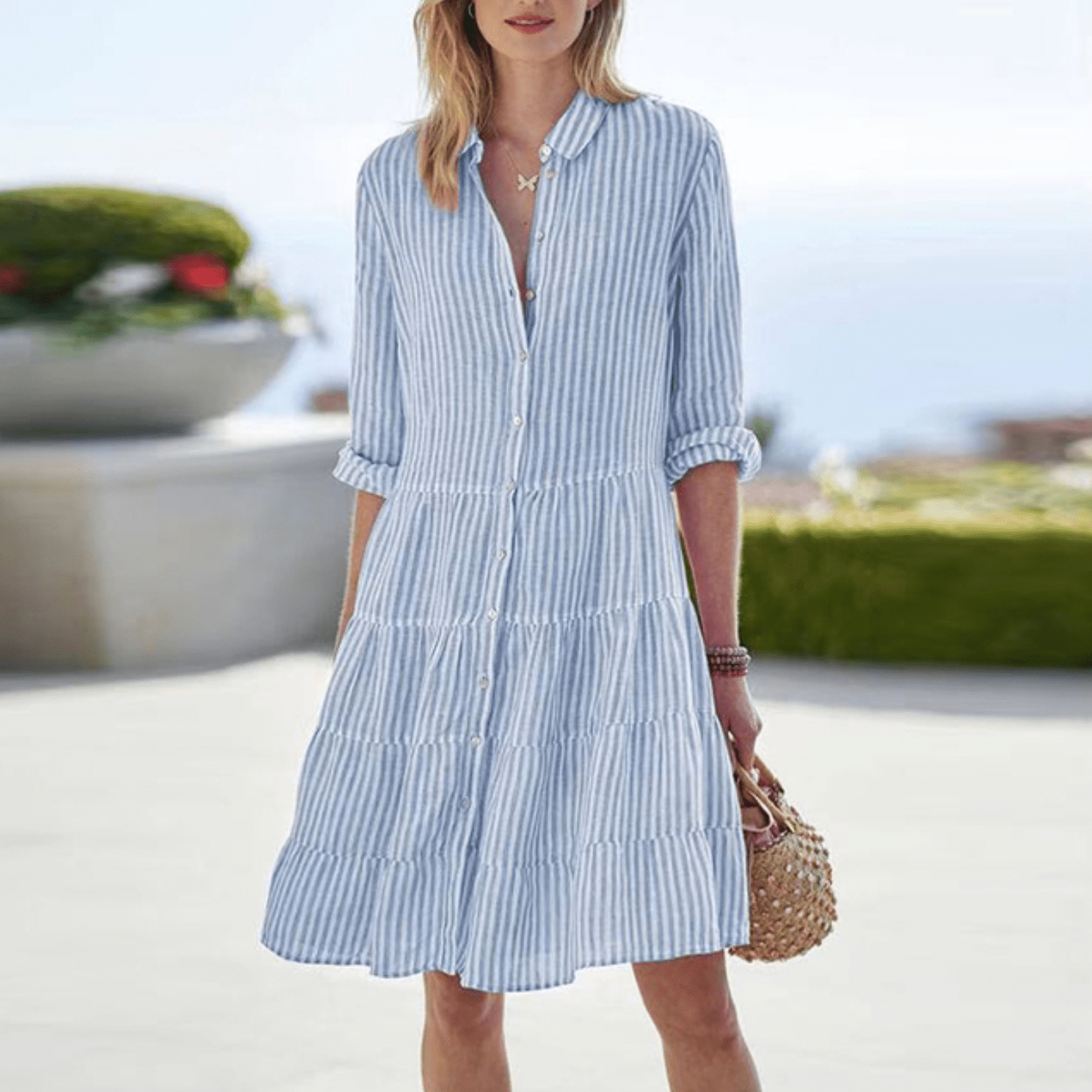 CHARLOTTE | STYLISH TUMMY COVERING STRIPED DRESS