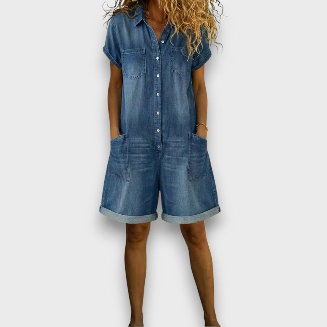 BROOKE | STYLISH TUMMY COVERING DENIM JUMPSUIT