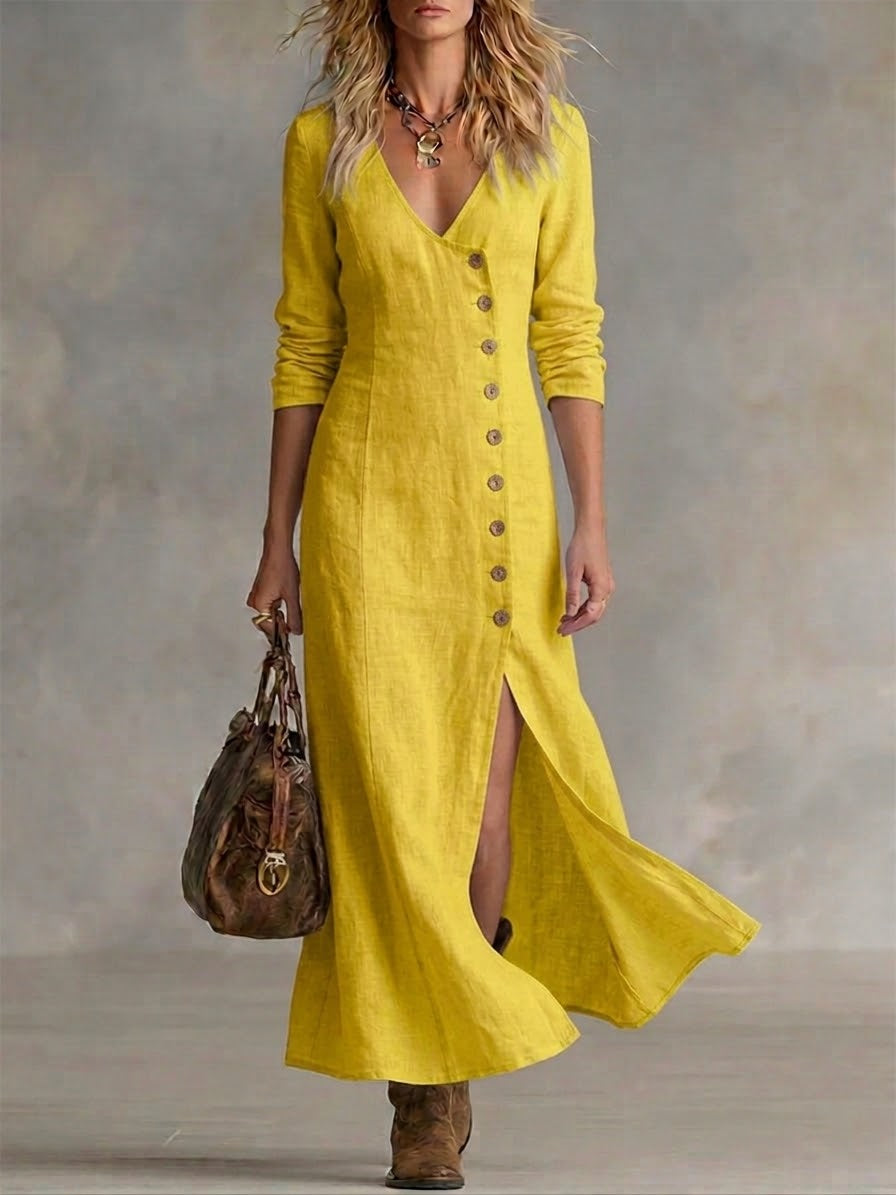 LARA | BUTTON-FRONT MAXI DRESS