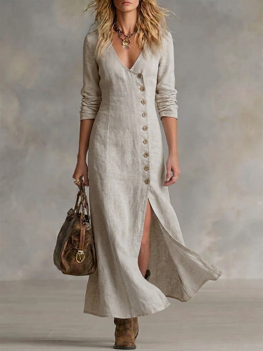LARA | BUTTON-FRONT MAXI DRESS