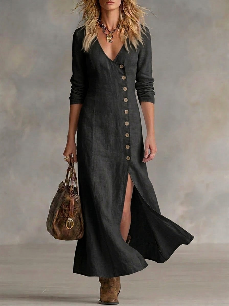 LARA | BUTTON-FRONT MAXI DRESS