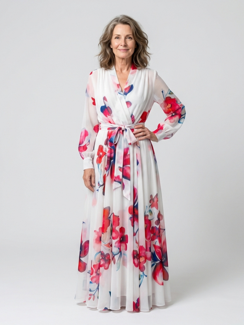 ILARIA | FLORAL LONG SLEEVE WRAP MAXI DRESS