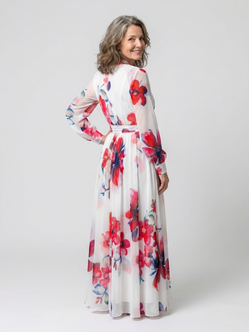 ILARIA | FLORAL LONG SLEEVE WRAP MAXI DRESS