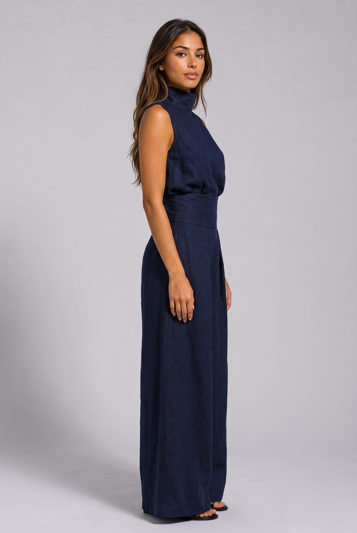 LUNARIA | ELEGANT HIGH-NECK WIDE-LEG JUMPSUIT