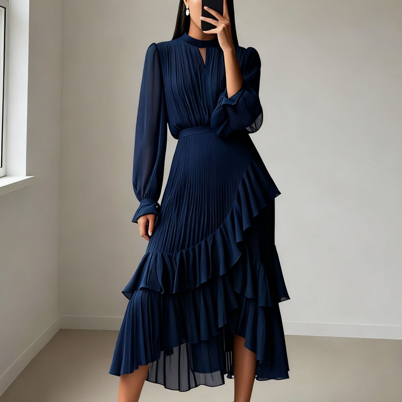 HEDWIG | STYLISH TUMMY COVERING PLEATED DRESS
