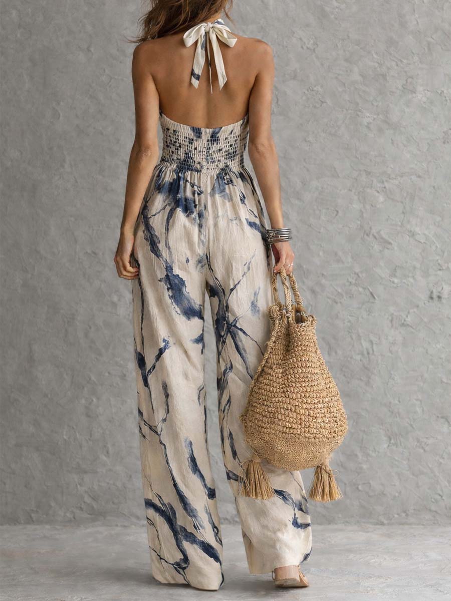 ARIANA | PRINTED WIDE-LEG JUMPSUIT WITH POCKETS