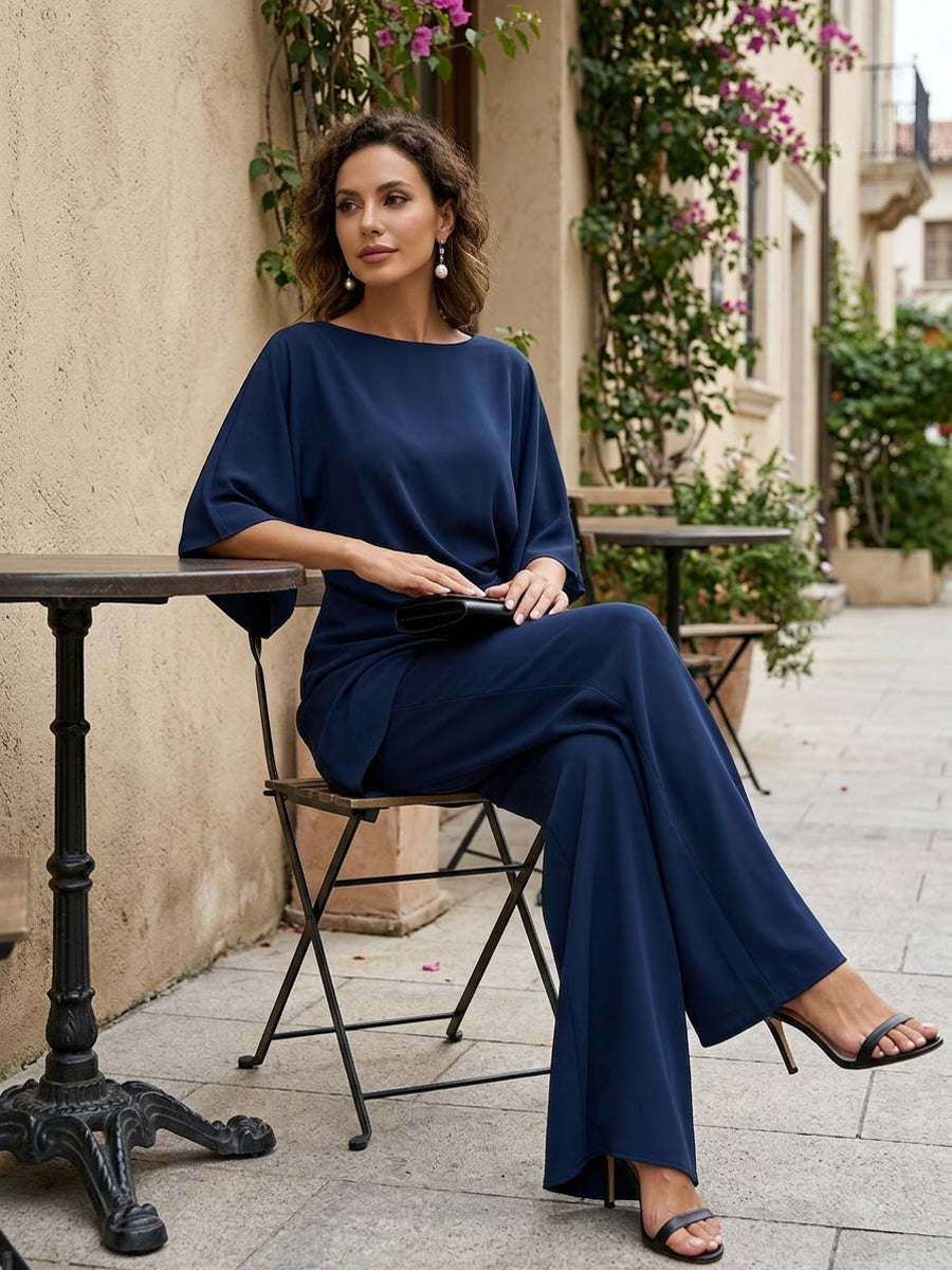 MINA | CAPE-SLEEVE DRAPED WAIST TWO-PIECE