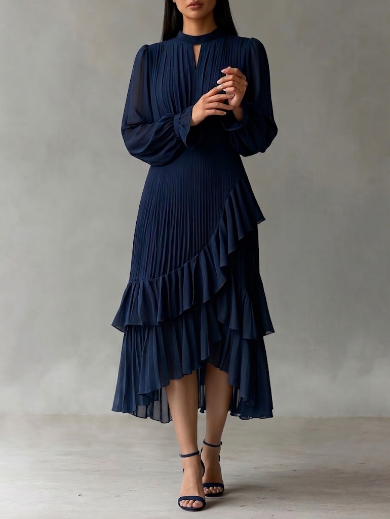 HEDWIG | STYLISH TUMMY COVERING PLEATED DRESS