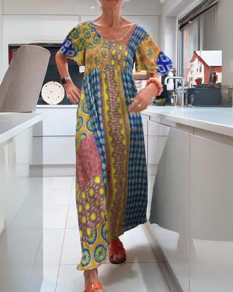 ADDISON | COLORFUL BOHEMIAN TUMMY COVERING DRESS