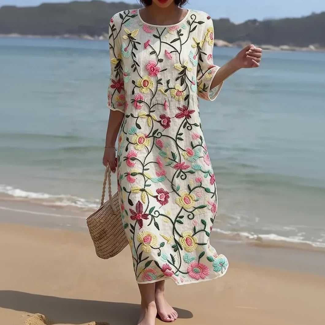 VIOLET | ELEGANT TUMMY COVERAGE FLORAL DRESS