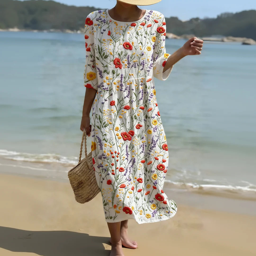 VIOLET | ELEGANT TUMMY COVERAGE FLORAL DRESS