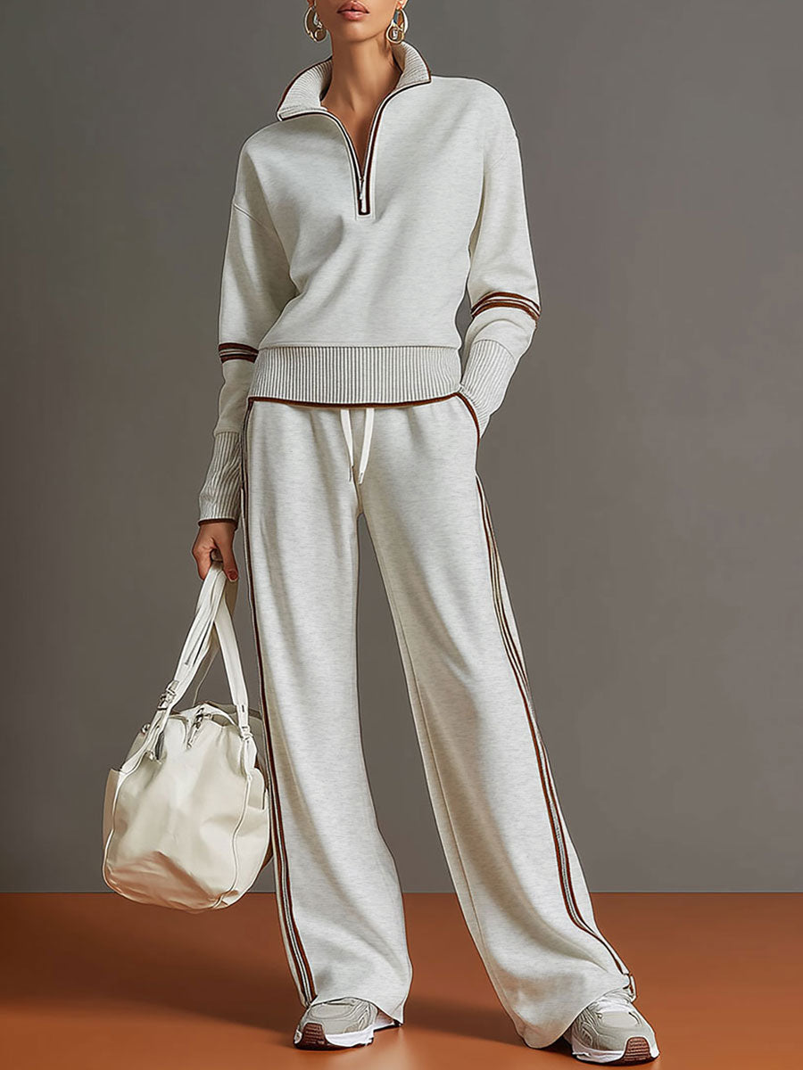 MARIETTA | ZIP-NECK WIDE-LEG TWO-PIECE SET