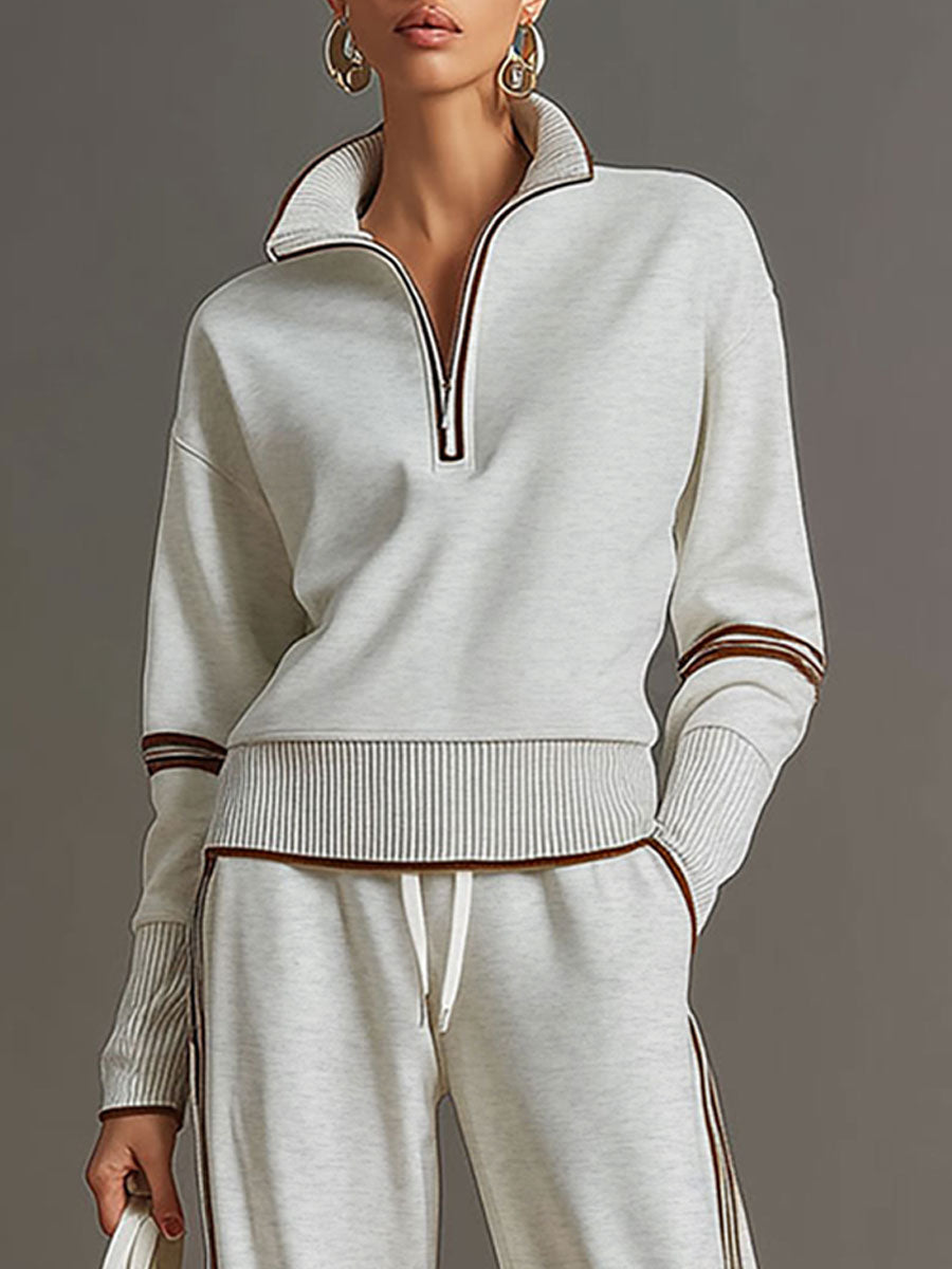 MARIETTA | ZIP-NECK WIDE-LEG TWO-PIECE SET