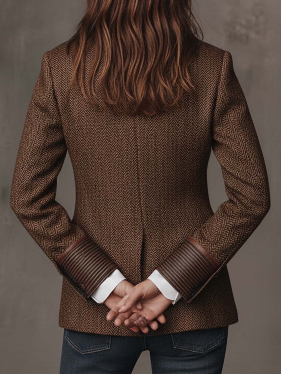 DELPHINE | HERRINGBONE BLAZER WITH PRINTED INSERTS