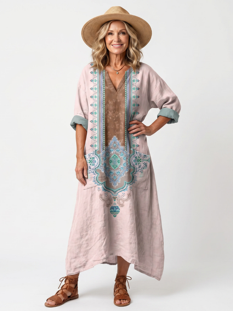 ISABELLA | DESIGNER PANEL RELAXED POCKET MIDI DRESS