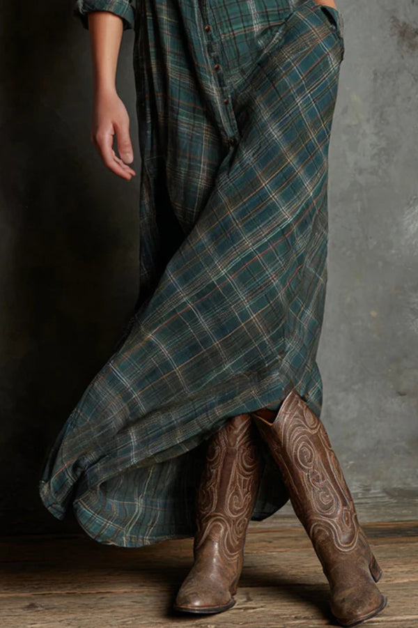 ALIENE | CLASSIC PLAID SHIRT DRESS